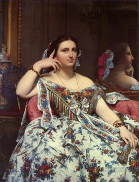  Neoclassical Canvas - Madame Paul Sigisbert Moitessier Seated Neoclassical Jean Auguste Dominique Ingres